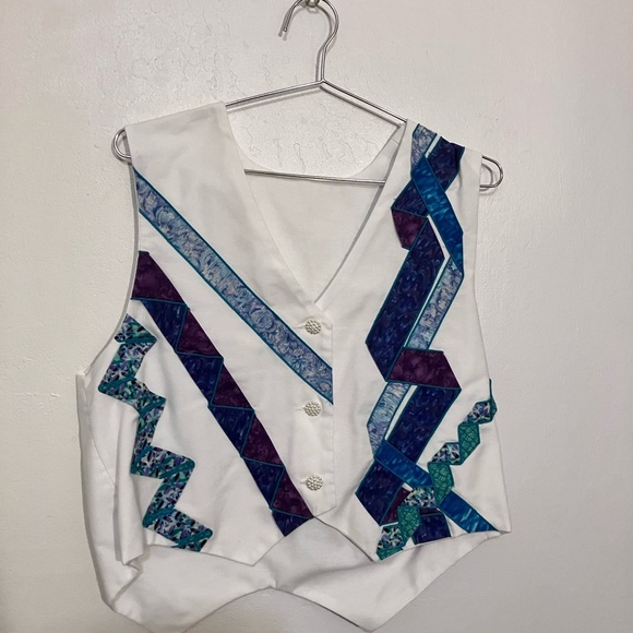 Applique vest with bow in back fully handmade M original vest - Picture 3 of 10